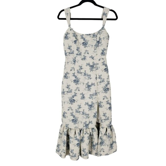 Sachin + Babi Floral Print Midi Dress in White and Blue - Picture 3 of 13
